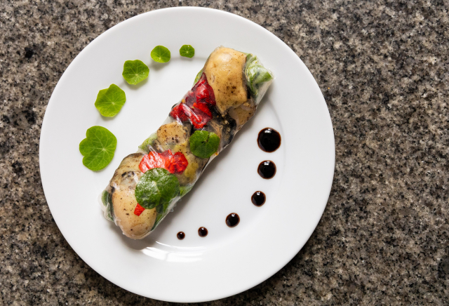 Poached Oyster Summer Roll by Katy a