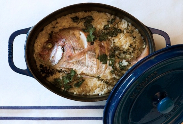 Oven Baked Red Mullet with Rice